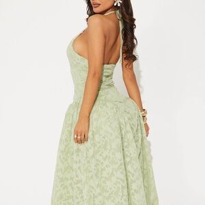 Fashion Nova Light Green Backless Dress